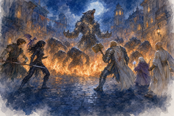 The Rune-Marked Alpha — Watercolour